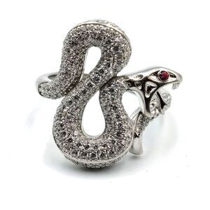 BE Sterling Silver 925 Pave Cubic Zirconia Snake Statement Ring Sz 7
